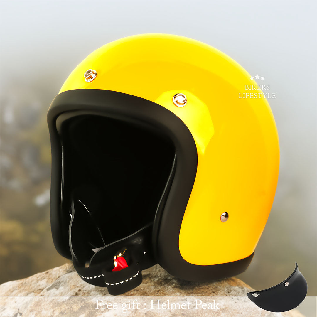 Vintage-Motorradhelm mit flachem Profil, DOT- und ECE-zertifiziert