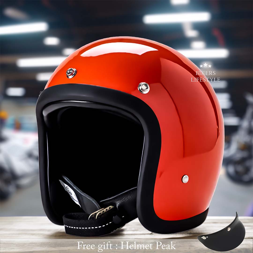 Vintage-Motorradhelm mit flachem Profil, DOT- und ECE-zertifiziert