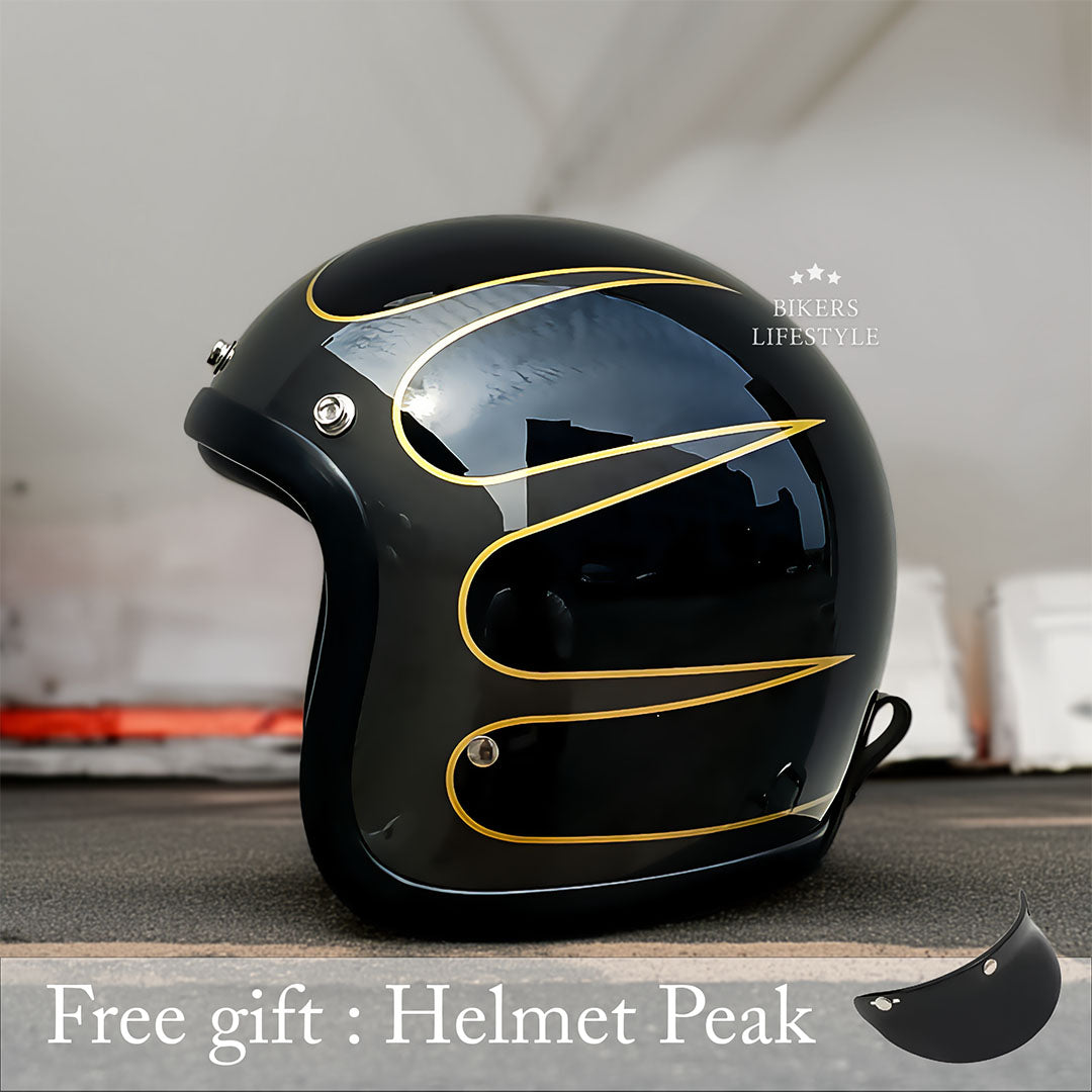 Vintage-Motorradhelm mit flachem Profil, DOT- und ECE-zertifiziert