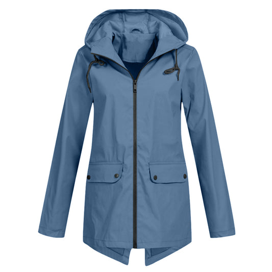 Wasserdichte Damen-Übergangsjacke mit Kapuze und Reissverschluss