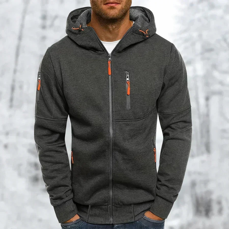 Zip-Hoodie mit strukturierten Details und Reissverschlusstaschen