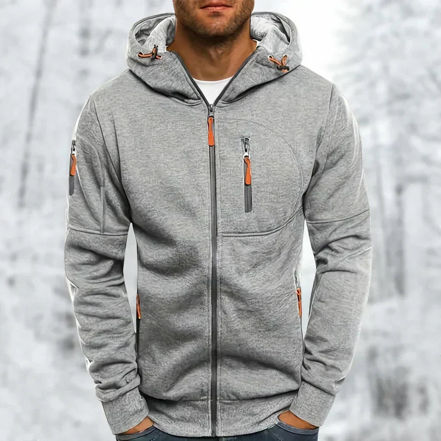 Zip-Hoodie mit strukturierten Details und Reissverschlusstaschen