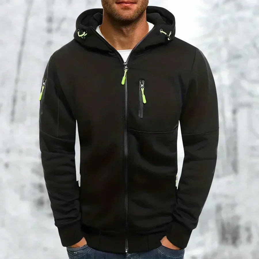 Zip-Hoodie mit strukturierten Details und Reissverschlusstaschen