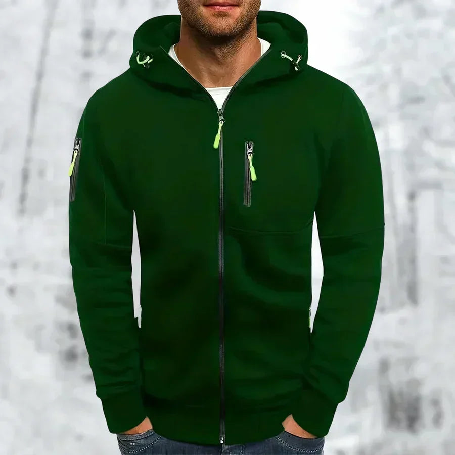 Zip-Hoodie mit strukturierten Details und Reissverschlusstaschen