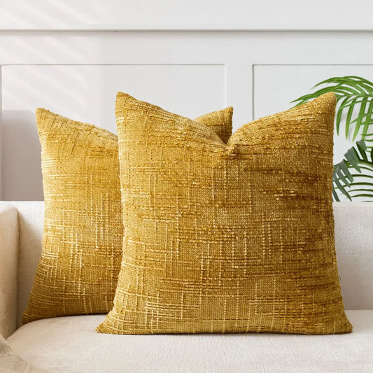 Chenille-Sofakissenbezug – Weiche, einfarbige Oberfläche | Elegante Dekoration für Wohnzimmer und Schlafzimmer